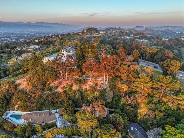 aerial view featuring a mountain view