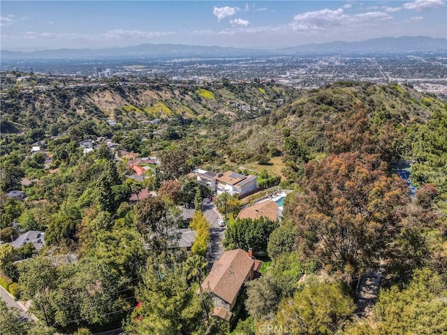 birds eye view of property featuring a mountain view