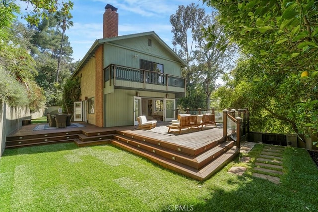 3392 Coy Dr, Sherman Oaks, CA 91423 - back of house with a chimney and a balcony