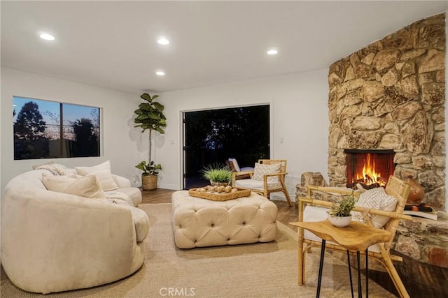 3392 Coy Dr, Sherman Oaks, CA 91423 - living area with recessed lighting, wood finished floors, and a fireplace