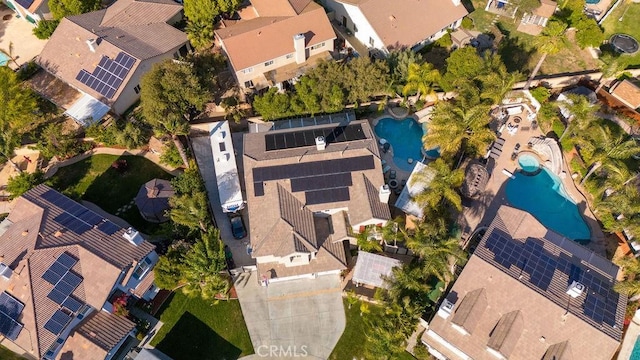 drone / aerial view with a residential view