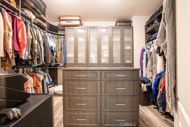 walk in closet featuring light wood-style floors