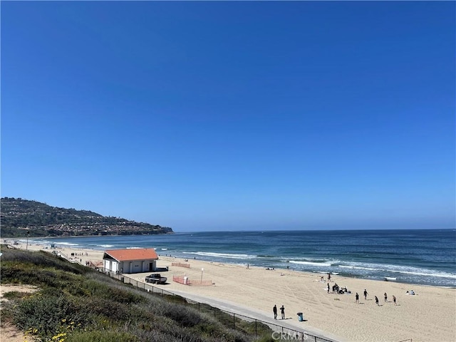 view of water feature with a view of the beach