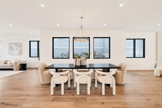 932 9th St, Manhattan Beach, CA 90266 - dining area with recessed lighting, light wood-style flooring, and baseboards
