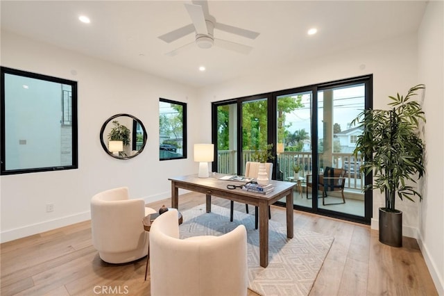 932 9th St, Manhattan Beach, CA 90266 - office space with baseboards, light wood-style flooring, healthy amount of natural light, and recessed lighting