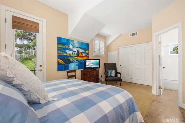 bedroom featuring carpet floors and visible vents