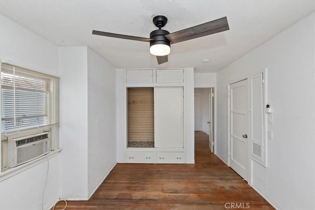 4643 Victoria Ave, Riverside, CA 92507 - unfurnished bedroom with ceiling fan, dark wood-style floors, and cooling unit