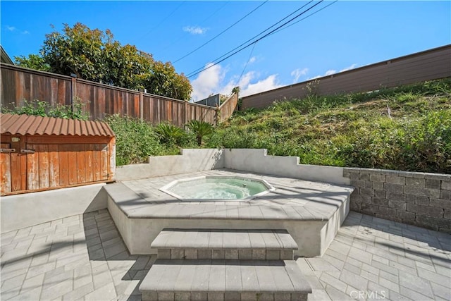 206 Calle De Sirenas, Redondo Beach, CA 90277 - view of patio with an in-ground hot tub and a fenced backyard