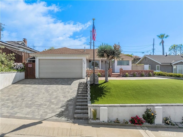 206 Calle De Sirenas, Redondo Beach, CA 90277 - ranch-style home with a garage, a front yard, decorative driveway, and stucco siding