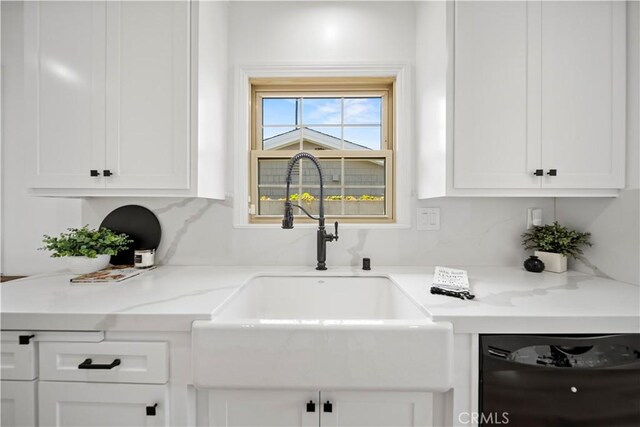 206 Calle De Sirenas, Redondo Beach, CA 90277 - kitchen with dishwasher, a sink, white cabinetry, and light stone countertops