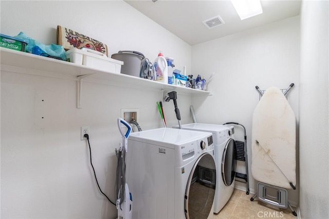 34072 Lily Rd, Yucaipa, CA 92399 - washroom featuring independent washer and dryer and light tile patterned flooring