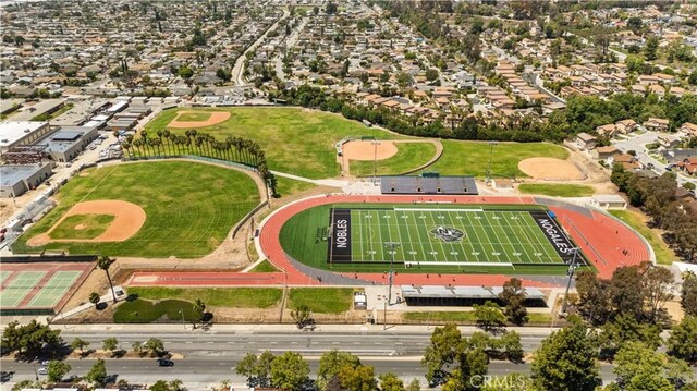 drone / aerial view with a residential view