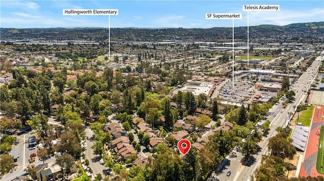 bird's eye view featuring a mountain view