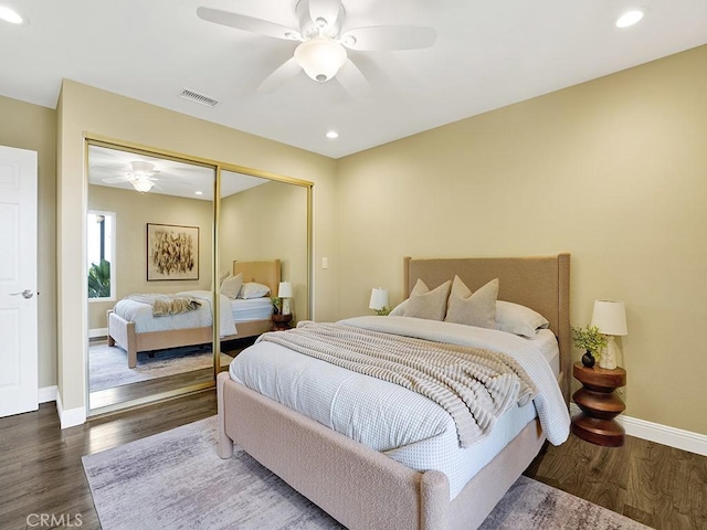 31062 Flying Cloud Dr, Laguna Niguel, CA 92677 - bedroom with a closet, visible vents, wood finished floors, baseboards, and recessed lighting
