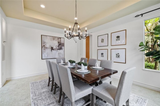 2438 Vista Del Sol Ln, Verne, CA 91750 - dining space with baseboards, an inviting chandelier, and a tray ceiling