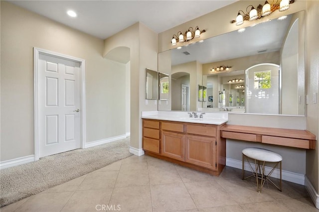 2438 Vista Del Sol Ln, Verne, CA 91750 - full bathroom with recessed lighting, baseboards, vanity, and tile patterned floors