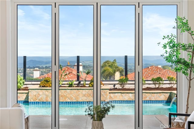 entryway with a mountain view