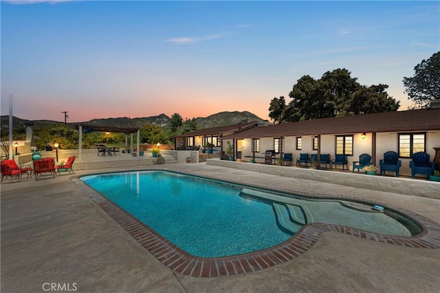 28015 Old Mine Rd, Ranchita, CA 92066 - pool at dusk with a patio and an outdoor pool