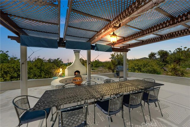 28015 Old Mine Rd, Ranchita, CA 92066 - view of patio / terrace with a pergola, outdoor dining area, and a grill