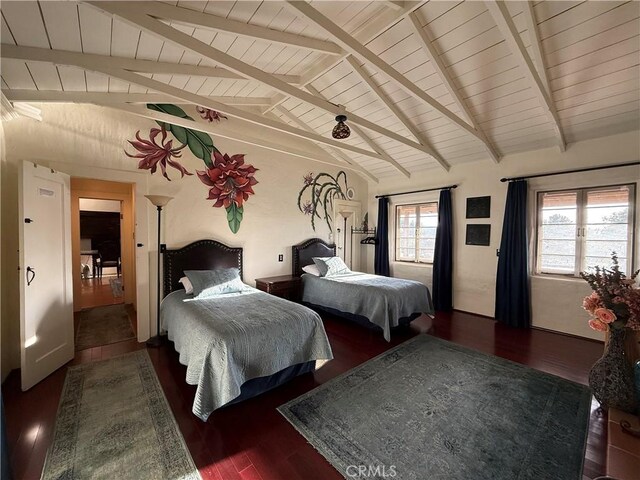 28015 Old Mine Rd, Ranchita, CA 92066 - bedroom with wood finished floors and wooden ceiling