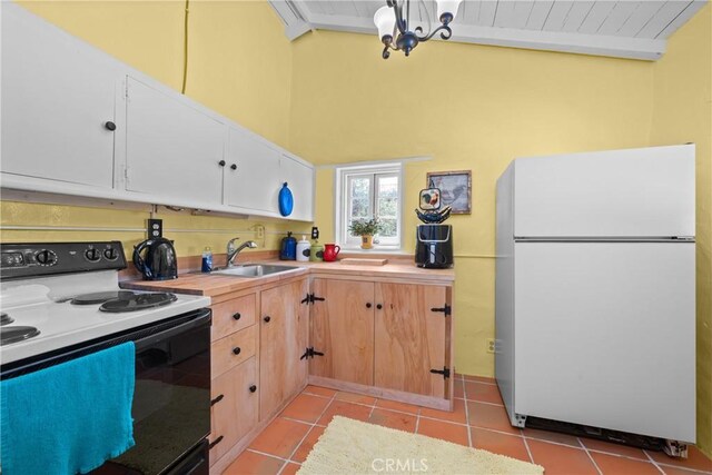 28015 Old Mine Rd, Ranchita, CA 92066 - kitchen featuring freestanding refrigerator, electric stove, a sink, and light countertops