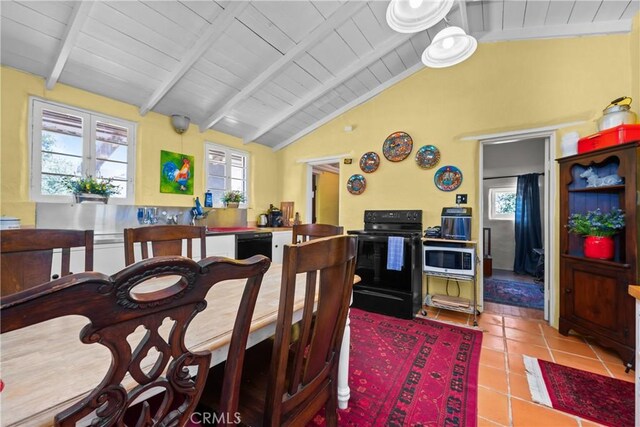 28015 Old Mine Rd, Ranchita, CA 92066 - tiled dining space with wooden ceiling