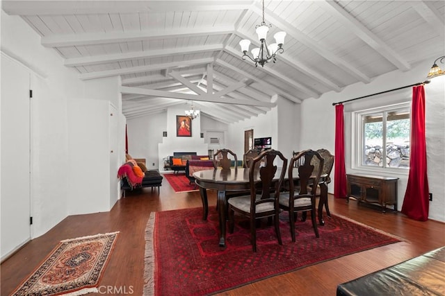 28015 Old Mine Rd, Ranchita, CA 92066 - dining area featuring a chandelier, wood finished floors, and wood ceiling