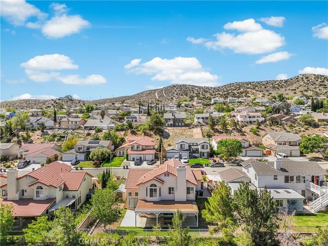 aerial view featuring a residential view and a mountain view