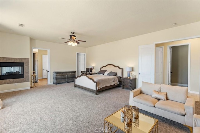 9170 Japatul Rd, Apple Valley, CA 92308 - bedroom with a ceiling fan, baseboards, visible vents, and carpet
