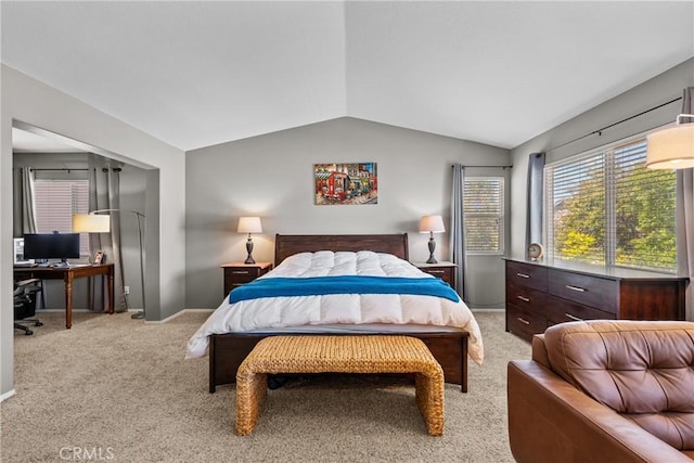 29081 Madrid Pl, Castaic, CA 91384 - bedroom with lofted ceiling, a desk, and carpet