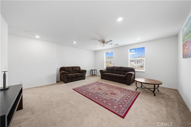 6506 Zion Way, Jurupa Valley, CA 92509 - living room with carpet flooring, ceiling fan, recessed lighting, and baseboards