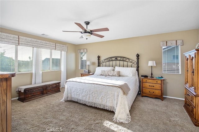 6347 Lyndsey St, Eastvale, CA 92880 - bedroom with baseboards, ceiling fan, carpet flooring, and visible vents