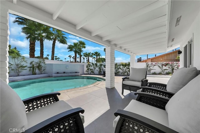2480 N Aurora Dr, Palm Springs, CA 92262 - view of swimming pool featuring a fenced backyard and a patio area