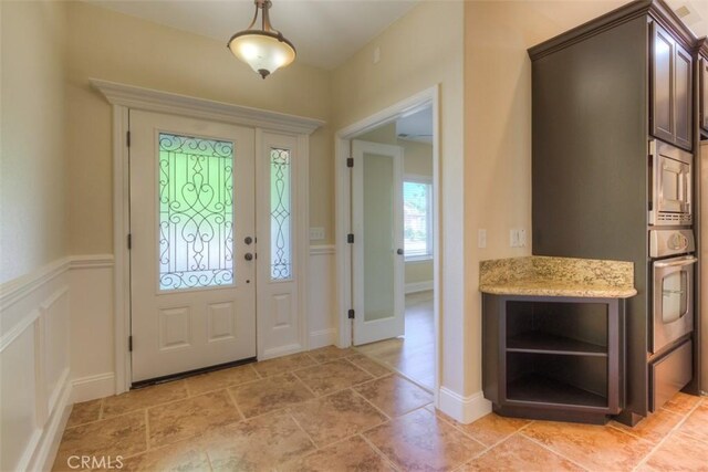 foyer with stone finish flooring