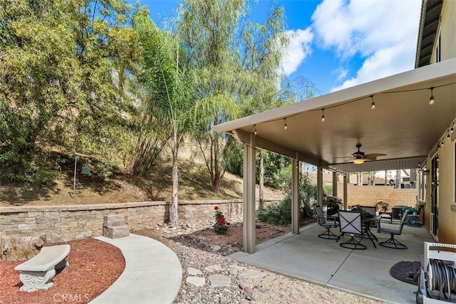 34787 Grotto Hills Dr, Winchester, CA 92596 - view of patio with fence and ceiling fan