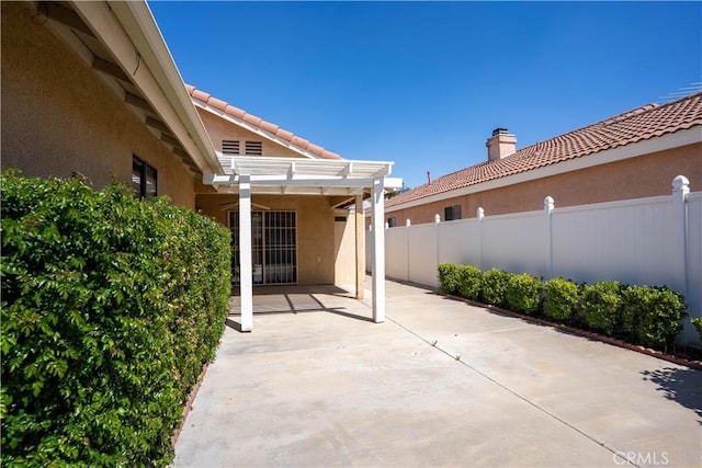 749 Cortez Dr, Hemet, CA 92545 - view of patio featuring fence and a pergola