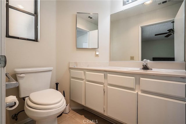 749 Cortez Dr, Hemet, CA 92545 - bathroom with tile patterned flooring, a ceiling fan, visible vents, and toilet