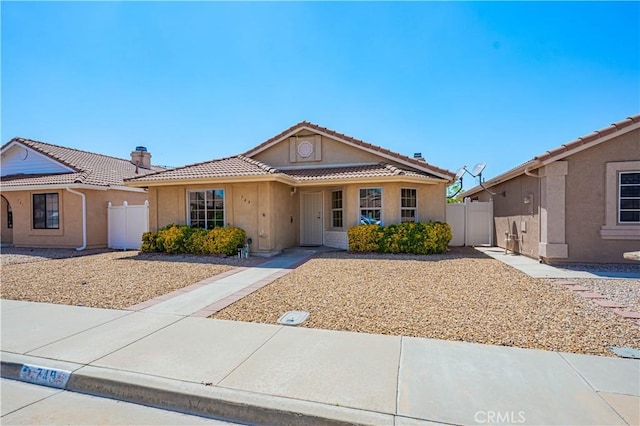 749 Cortez Dr, Hemet, CA 92545 - single story home with fence, stucco siding, and a tile roof