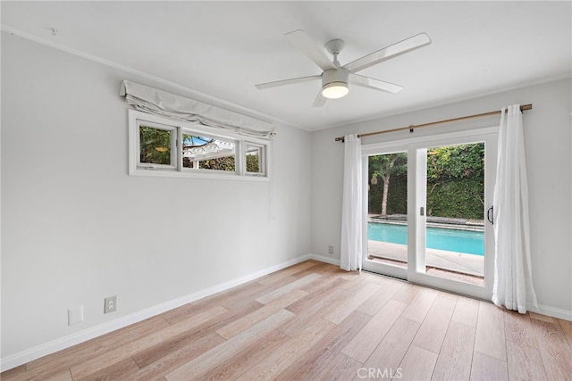 309 W Avenida Valencia, San Clemente, CA 92672 - empty room with light wood-type flooring, crown molding, baseboards, and ceiling fan