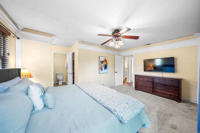 16016 Spangler Peak Rd, Ramona, CA 92065 - bedroom with carpet flooring, baseboards, visible vents, and ceiling fan