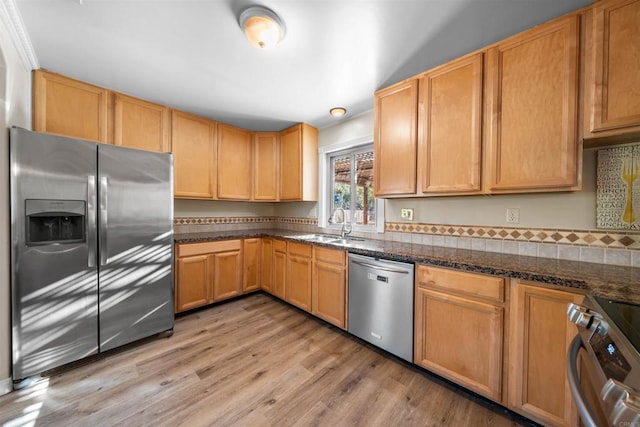 16016 Spangler Peak Rd, Ramona, CA 92065 - kitchen featuring a sink, appliances with stainless steel finishes, and light wood-style flooring