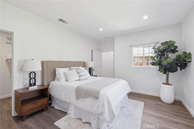 1781 Whitefield Rd, Pasadena, CA 91104 - bedroom featuring baseboards, recessed lighting, wood finished floors, and visible vents
