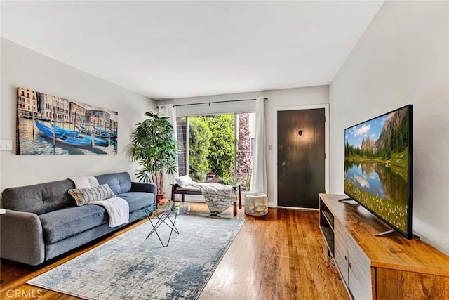 living room with wood finished floors