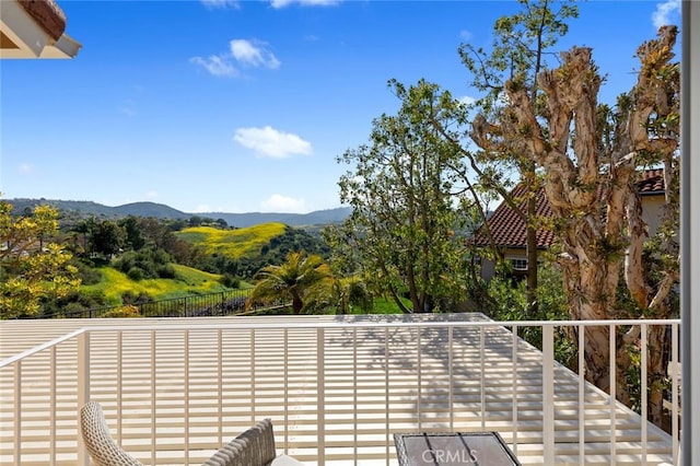 deck featuring a mountain view