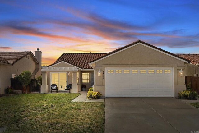 4972 Lake Shore Ct, Fallbrook, CA 92028 - ranch-style home with an attached garage, stucco siding, driveway, and a tile roof