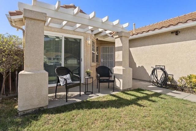 4972 Lake Shore Ct, Fallbrook, CA 92028 - rear view of property with a patio area, stucco siding, a pergola, and a lawn