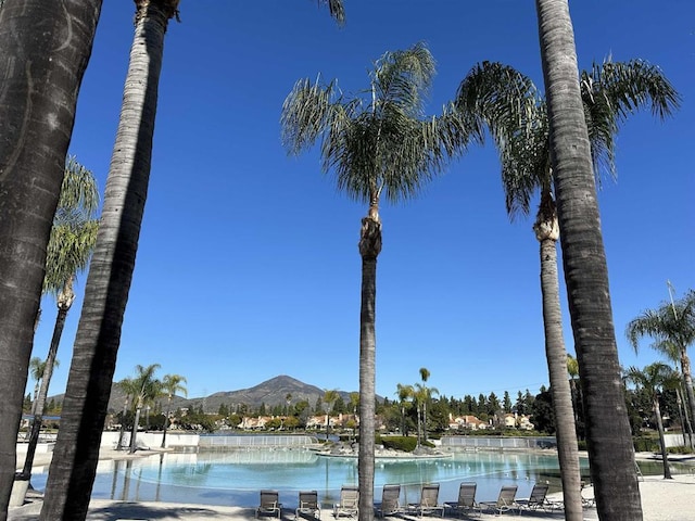 view of water feature with a mountain view
