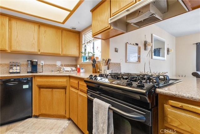 9375 Musselman Dr Unit A, Atascadero, CA 93422 - kitchen with a sink, black appliances, and under cabinet range hood