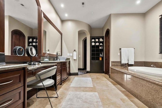 2890 Gate Fifteen Pl, Chula Vista, CA 91914 - full bath featuring vanity, a garden tub, and recessed lighting