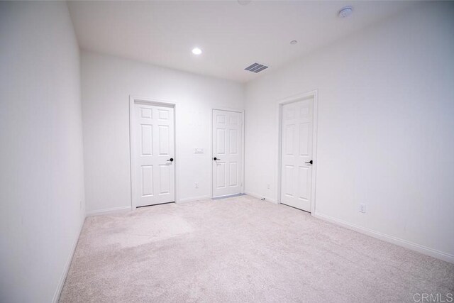 3507 Sequoia St, Lemon Grove, CA 91945 - unfurnished bedroom with visible vents, recessed lighting, baseboards, and light colored carpet